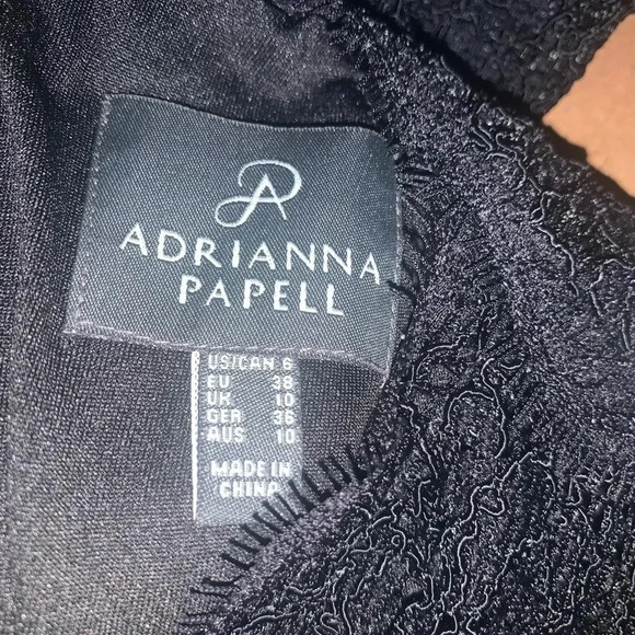 NWT ADRIANNA PAPELL LACE OVERLAY CUTOUT BACK SHEATH BLACK DRESS Size 6 - Picture 7 of 12